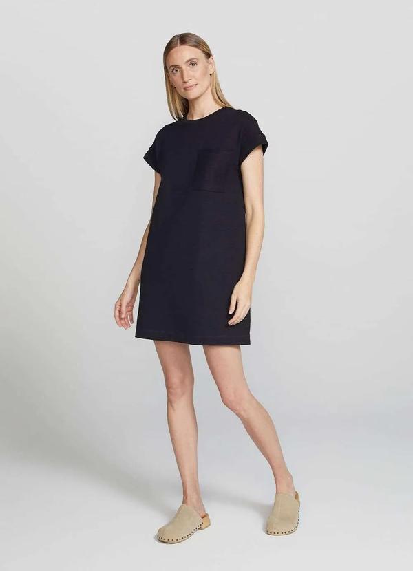 Hering - Vestido Basico Curto em Malha com Bolso Preto