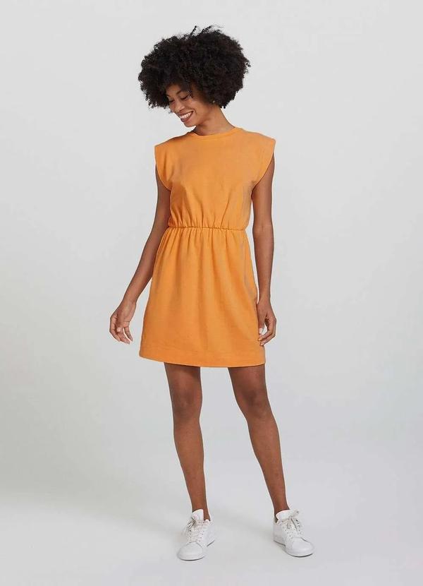 Hering - Vestido Basico Curto Muscle Tee Evase Laranja