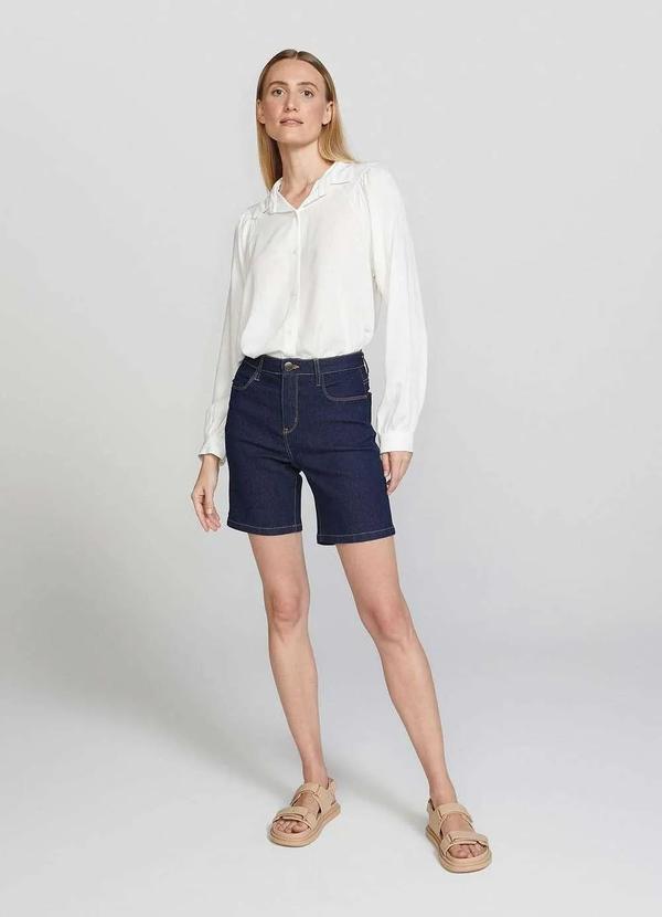 Hering - Bermuda Jeans Feminina Cintura Alta Ciclista Azul