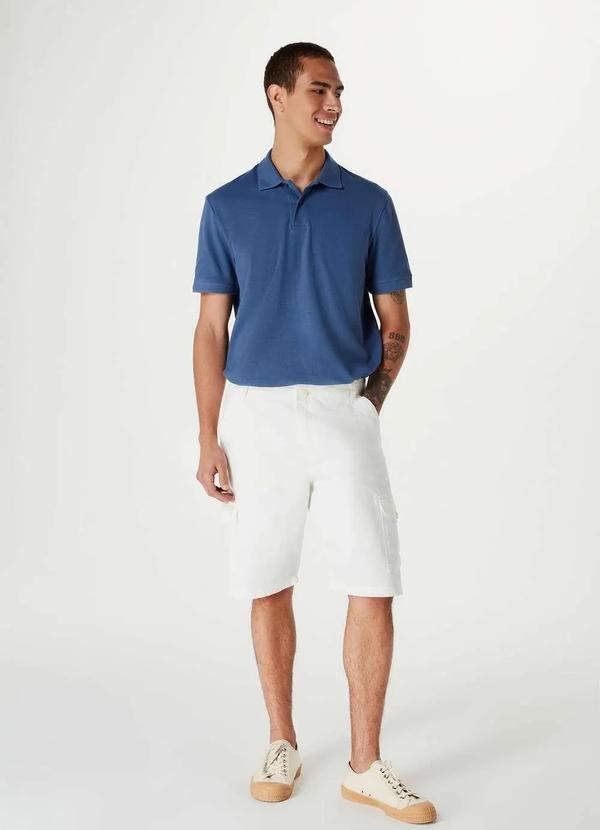 Hering - Bermuda Basica Masculina Cargo em Sarja Branco
