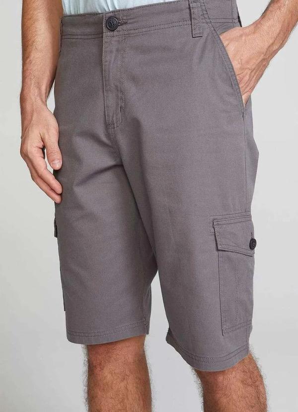 Hering - Bermuda Basica Masculina Cargo em Sarja Cinza