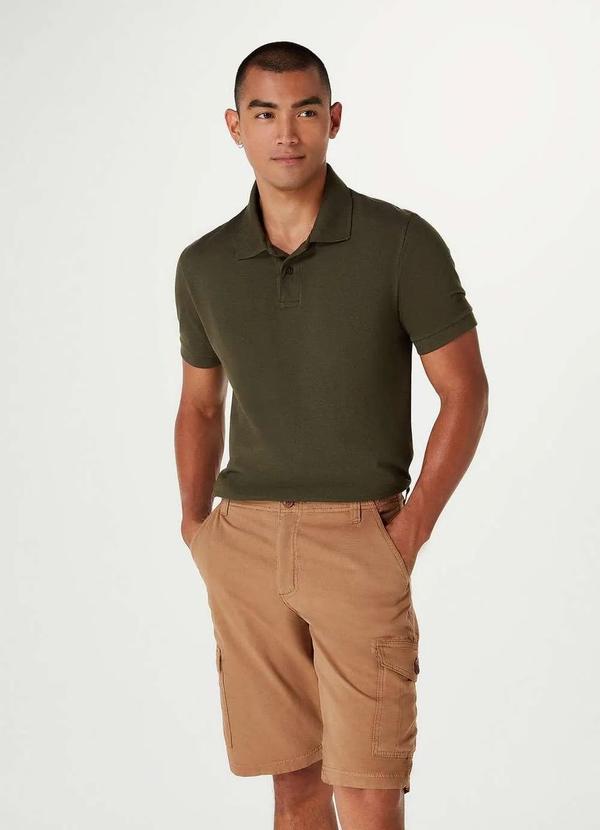 Hering - Bermuda Basica Masculina Cargo em Sarja Marrom