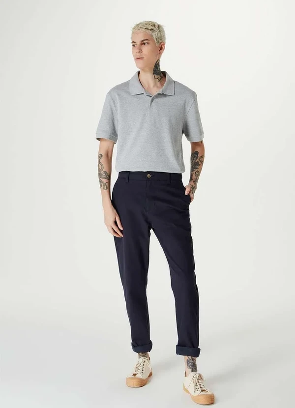 Hering - Calca Basica Masculina em Sarja Chino Azul