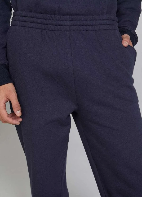 Hering - Calca Basica Masculina Reta em Moletom Peluciado Azul 3