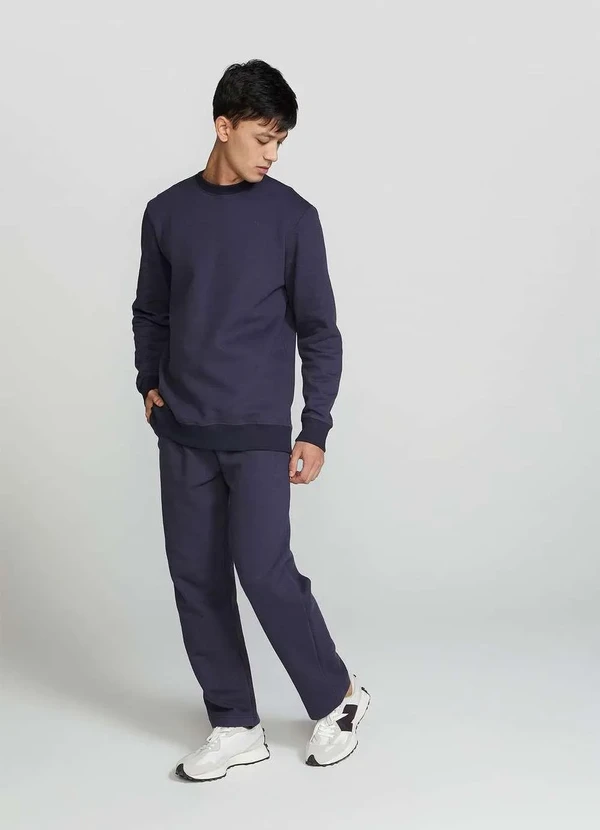 Hering - Calca Basica Masculina Reta em Moletom Peluciado Azul 6