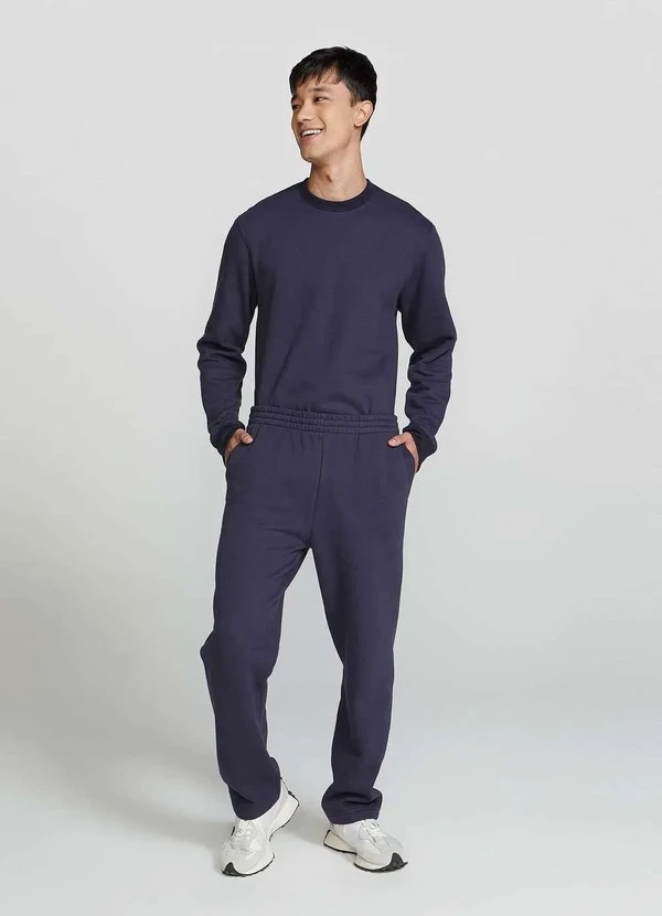 Hering - Calca Basica Masculina Reta em Moletom Peluciado Azul 7
