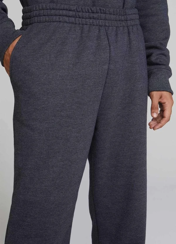 Hering - Calca Basica Masculina Reta em Moletom Peluciado Cinza 3