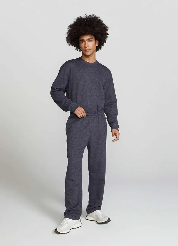 Hering - Calca Basica Masculina Reta em Moletom Peluciado Cinza 7