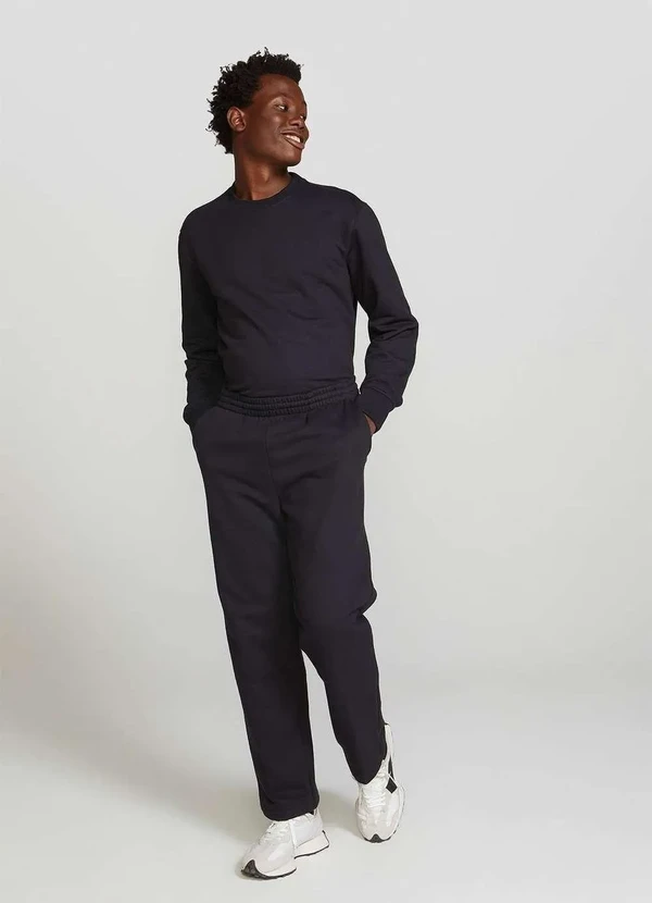 Hering - Calca Basica Masculina Reta em Moletom Peluciado Preto 3