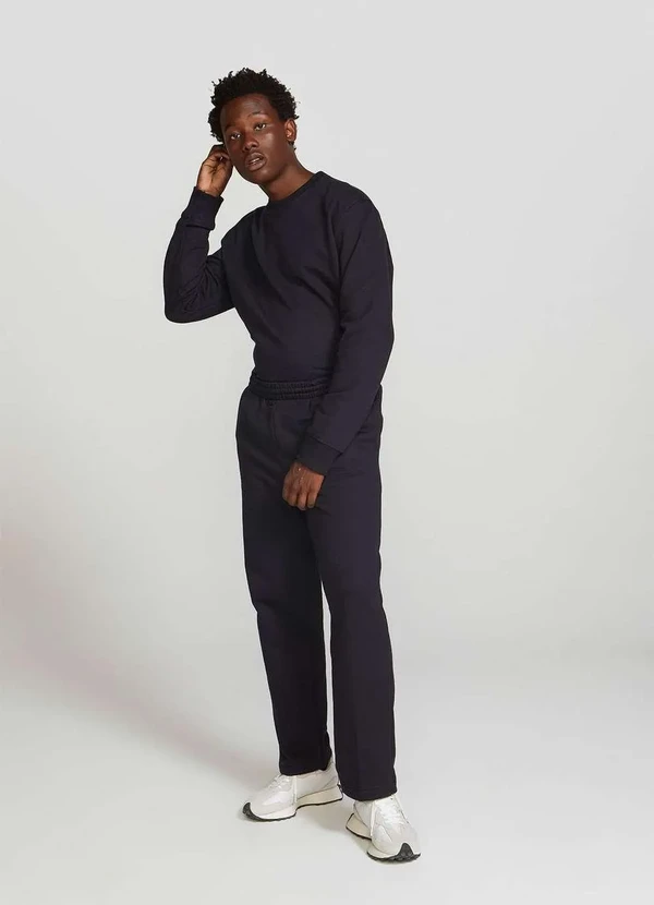 Hering - Calca Basica Masculina Reta em Moletom Peluciado Preto 6