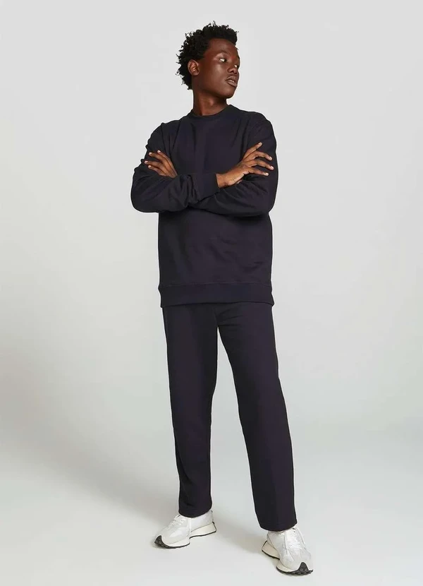 Hering - Calca Basica Masculina Reta em Moletom Peluciado Preto 7