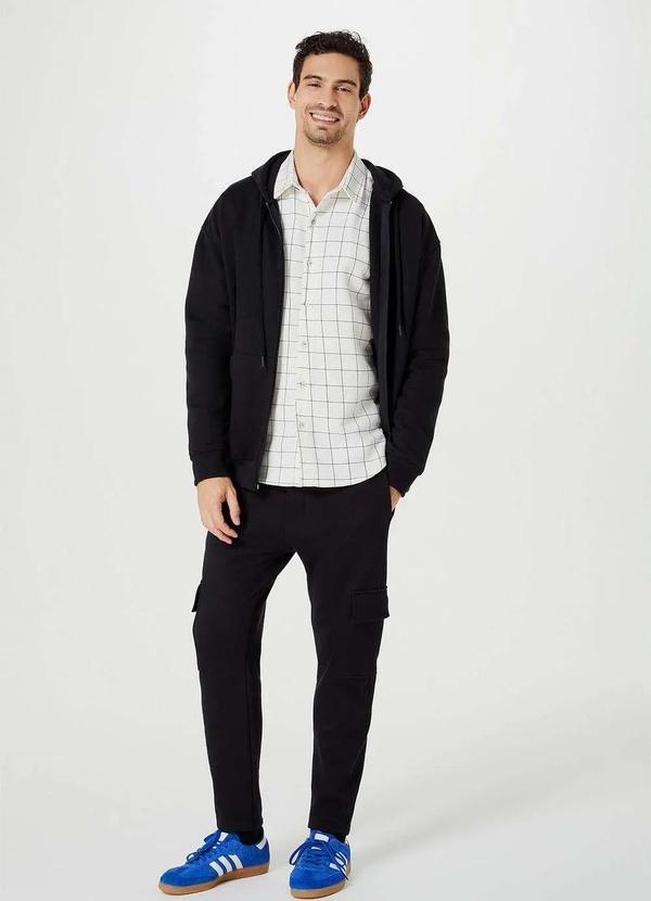 Hering - Calca em Moletom Masculina Cargo Preto