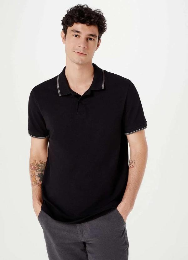 Hering - Camisa Basica Masculina Polo Basica em Algodao Preto