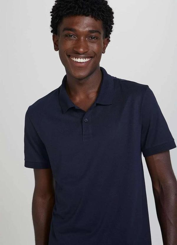 Hering - Camisa Basica Masculina Polo em Algodao Peruano Azul