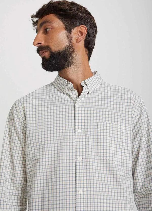 Hering - Camisa Basica Masculina Xadrez Manga Longa Branco 2