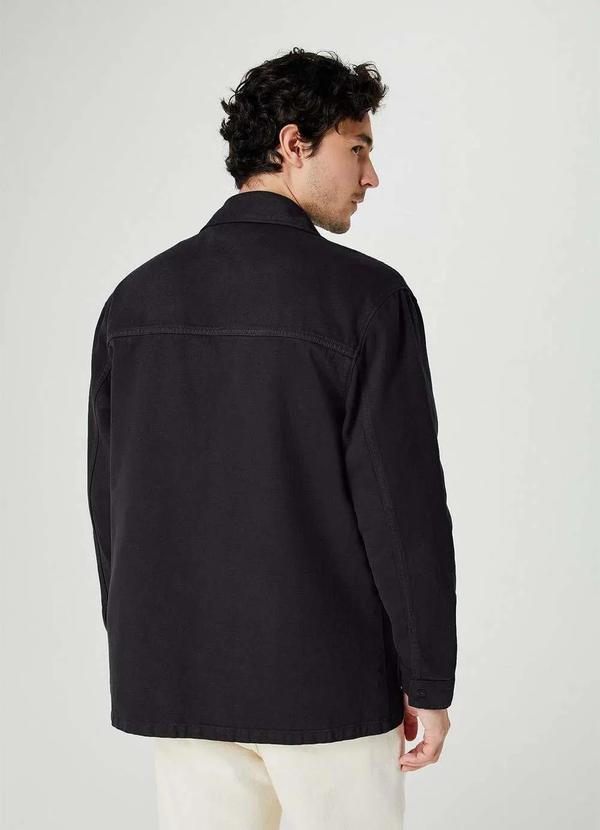 Hering - Camisa em Sarja Masculina Manga Longa Preto 3