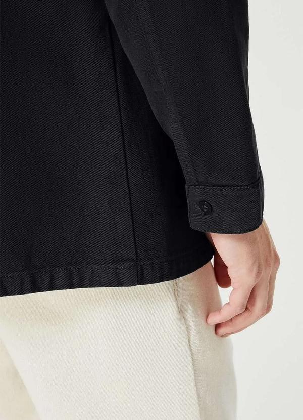 Hering - Camisa em Sarja Masculina Manga Longa Preto 4