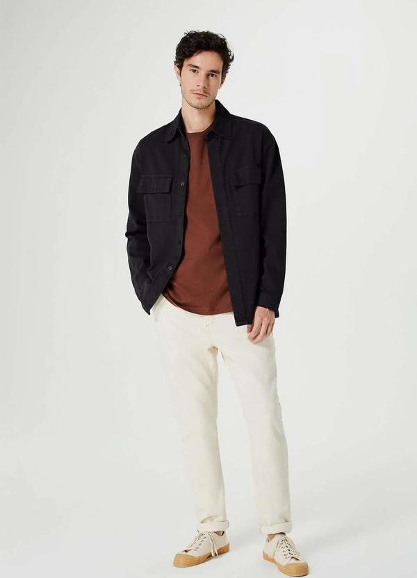 Hering - Camisa em Sarja Masculina Manga Longa Preto 5