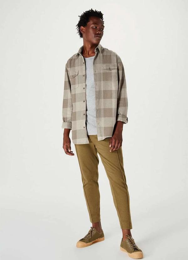Hering - Camisa Masculina Comfort Xadrez Flanelada Marrom