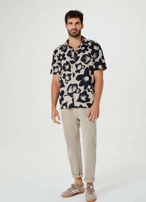 Hering - Camisa Masculina Manga Curta Estampada Azul