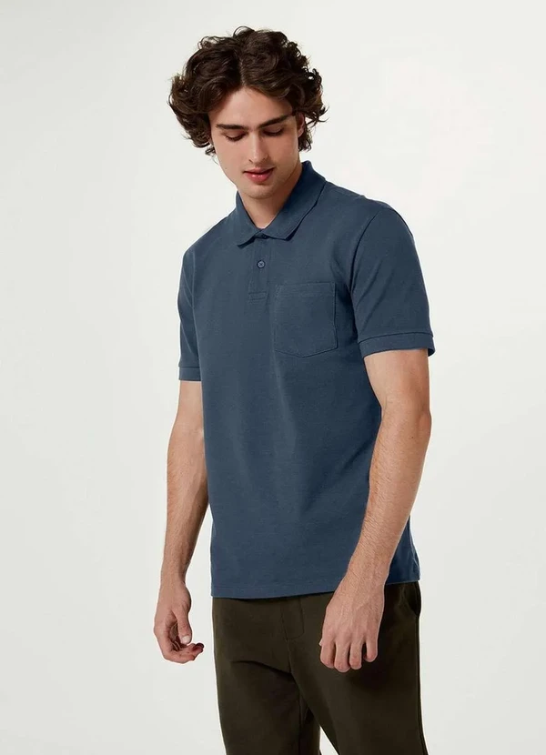 Hering - Camisa Polo Basica Masculina Manga Curta Azul 2
