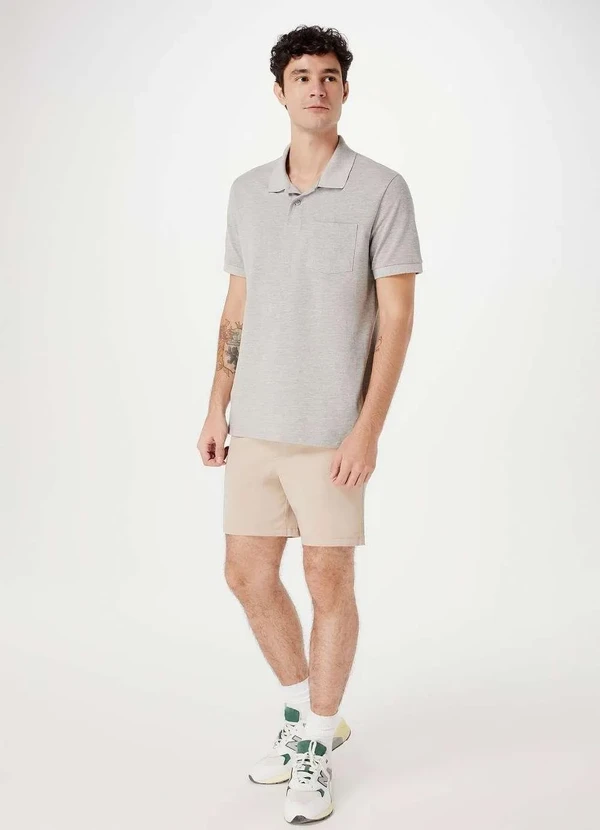 Hering - Camisa Polo Basica Masculina Manga Curta Cinza 4