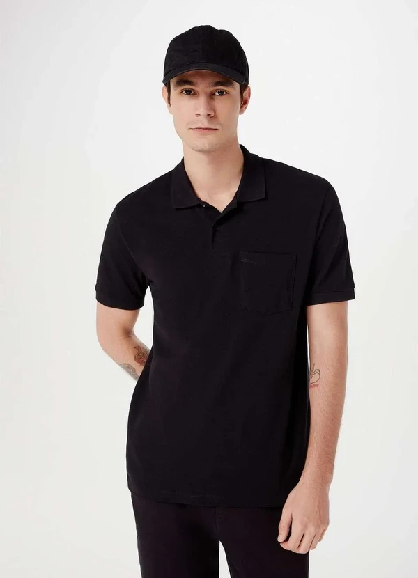 Hering - Camisa Polo Basica Masculina Manga Curta Preto