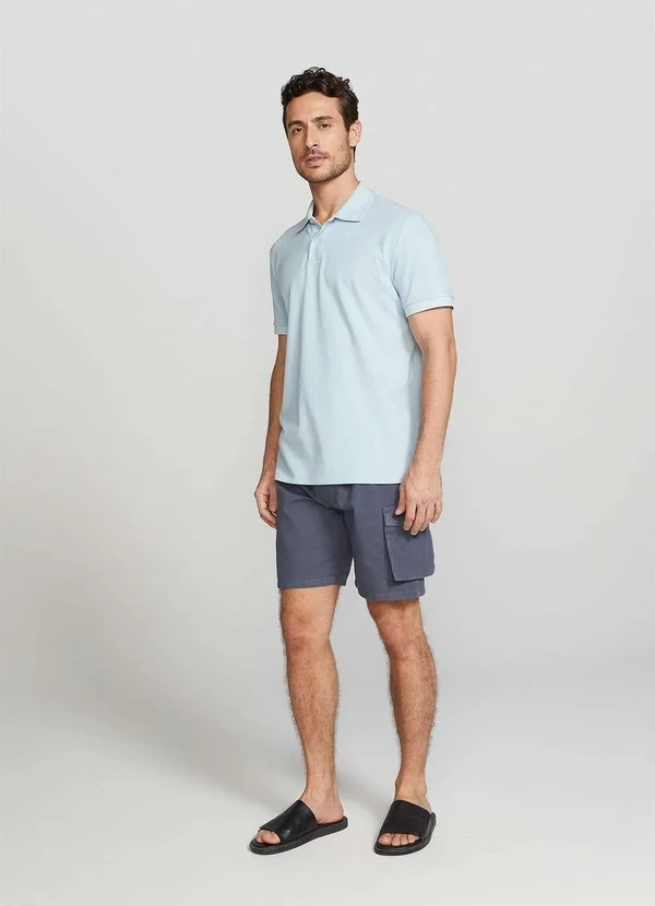 Hering - Camisa Polo Masculina em Piquet Azul 3