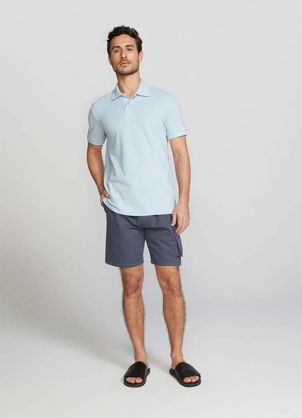 Hering - Camisa Polo Masculina em Piquet Azul 4