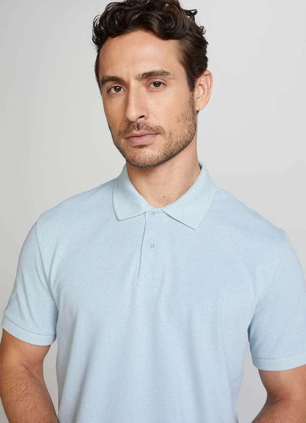 Hering - Camisa Polo Masculina em Piquet Azul 6
