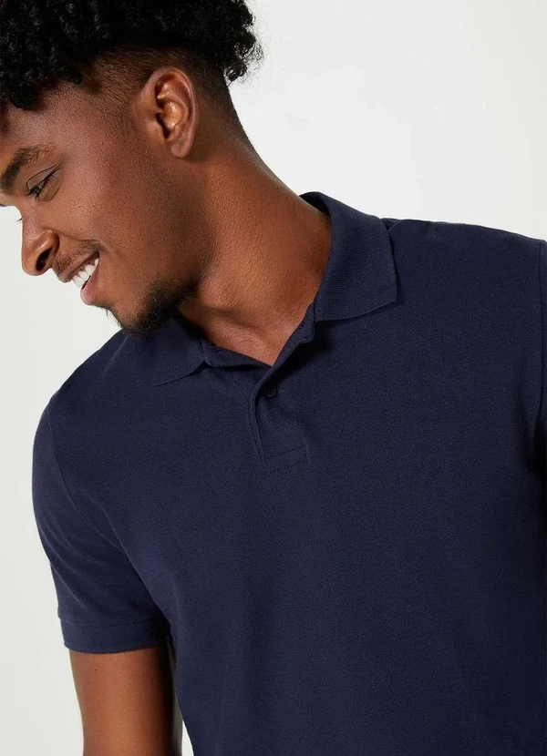 Hering - Camisa Polo Masculina em Piquet Azul 2