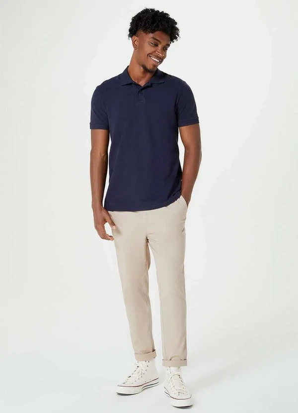 Hering - Camisa Polo Masculina em Piquet Azul 4