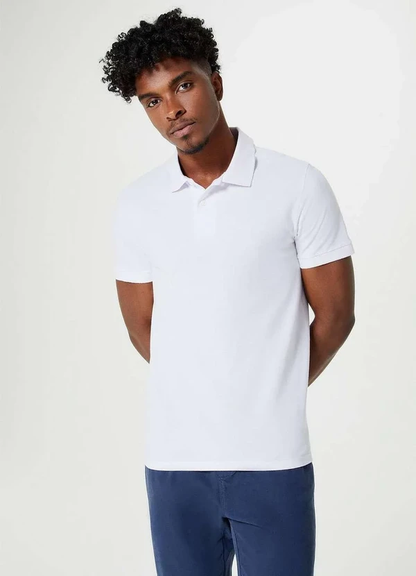 Hering - Camisa Polo Masculina em Piquet Branco 4