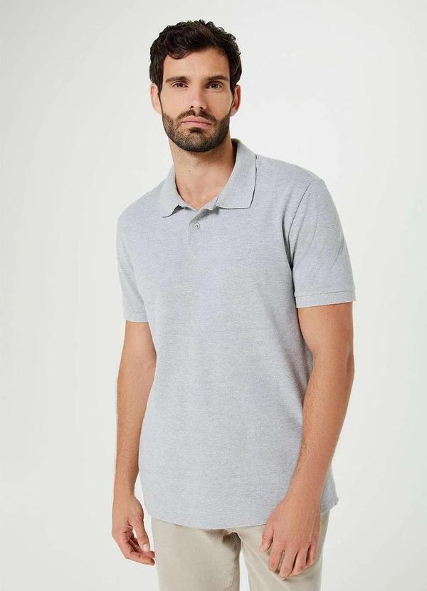 Hering - Camisa Polo Masculina em Piquet Cinza
