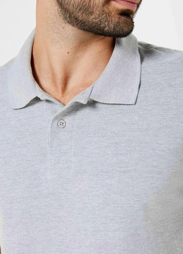 Hering - Camisa Polo Masculina em Piquet Cinza 2