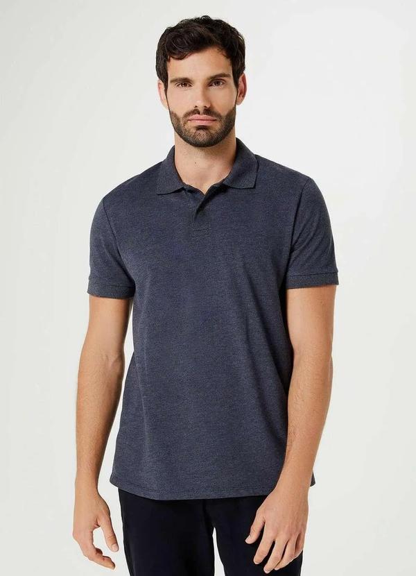 Hering - Camisa Polo Masculina em Piquet Cinza