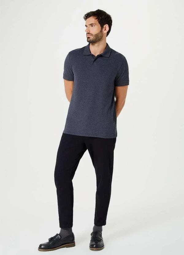 Hering - Camisa Polo Masculina em Piquet Cinza 4