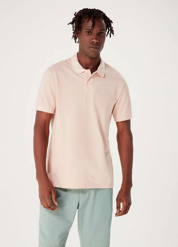 Hering - Camisa Polo Masculina em Piquet Rosa