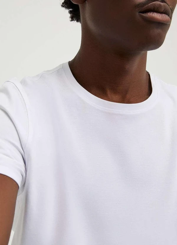 Hering - Camiseta Basica Masculina Manga Curta em Algodao Pima Branco 4