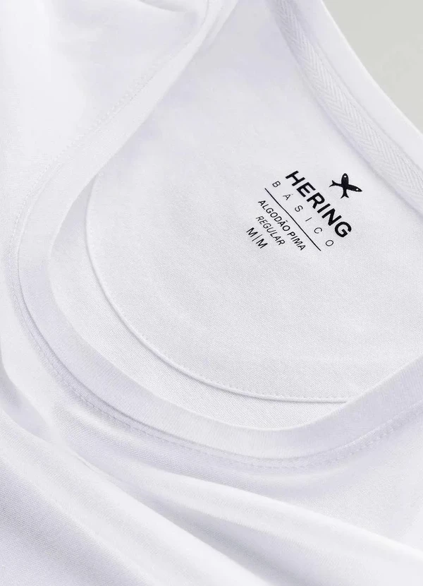Hering - Camiseta Basica Masculina Manga Curta em Algodao Pima Branco 8