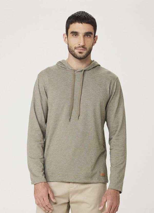 Hering - Camiseta Masculina Manga Longa com Capuz Verde