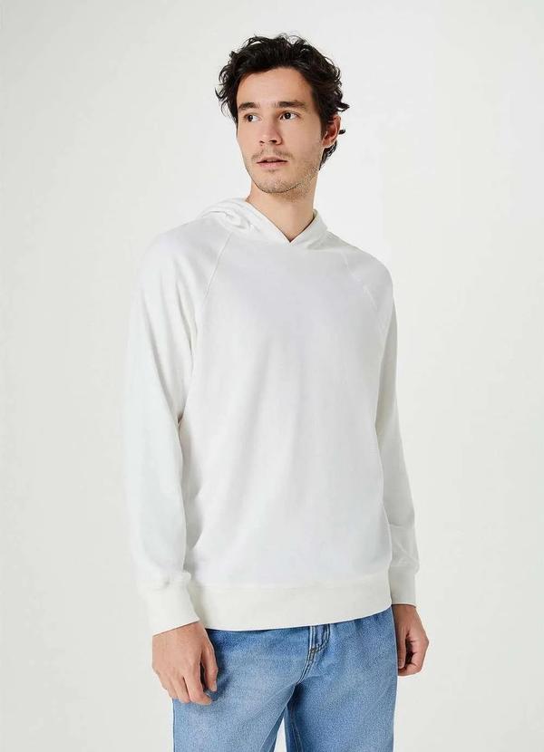 Hering - Camiseta Masculina Manga Longa com Capuz Branco