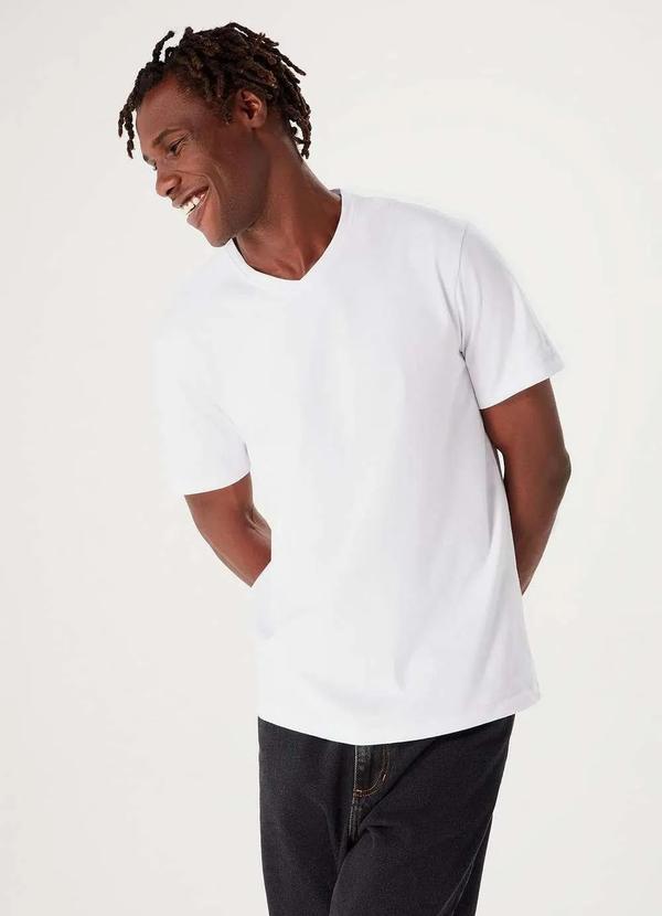 Hering - Camiseta Basica Masculina Manga Curta Cotton Branco