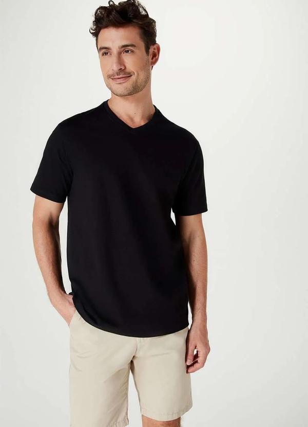 Hering - Camiseta Basica Masculina Manga Curta Cotton Preto