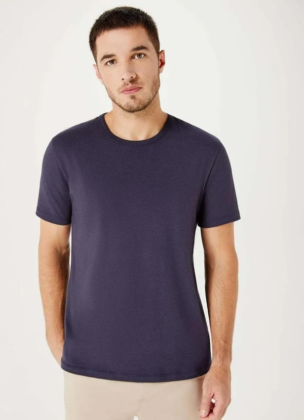 Hering - Camiseta Basica Masculina Manga Curta Slim Azul