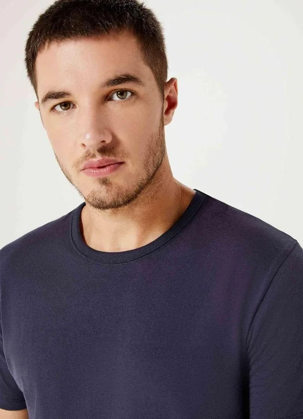 Hering - Camiseta Basica Masculina Manga Curta Slim Azul 2