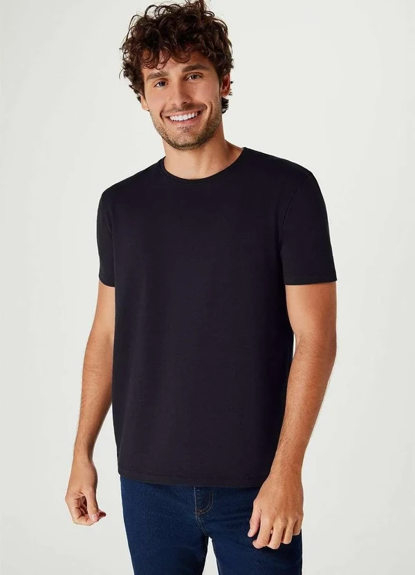Hering - Camiseta Basica Masculina Manga Curta Slim Preto