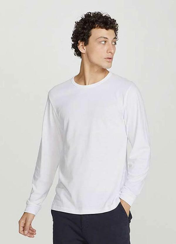Hering - Camiseta Basica Masculina Slim Manga Longa Branco