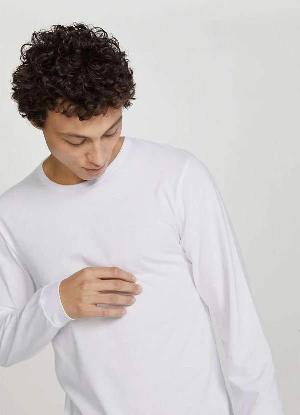 Hering - Camiseta Basica Masculina Slim Manga Longa Branco 7