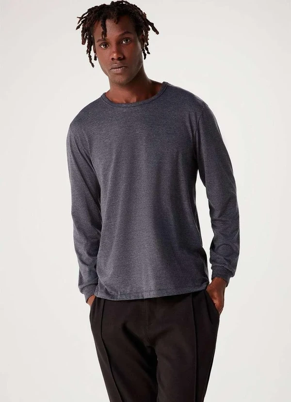 Hering - Camiseta Basica Masculina Slim Manga Longa Cinza 2